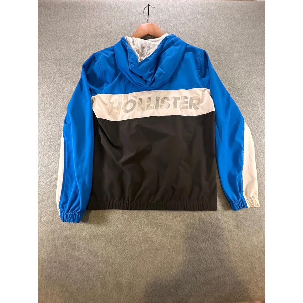 Hollister Mens Epic Flex Colorblock Windbreaker Jacket Blue White Black Small